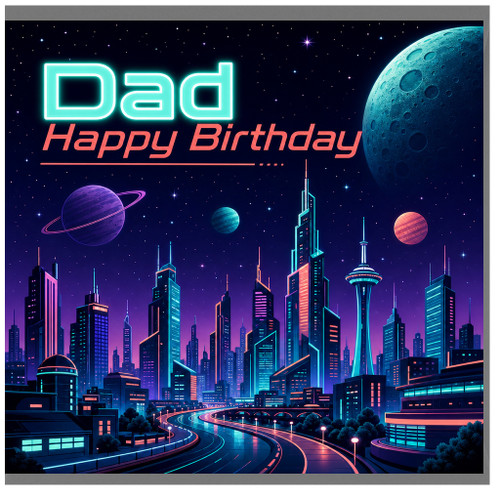 Dad Birthday Card, Happy Birthday Dad Card, Space Themed Birthday Card