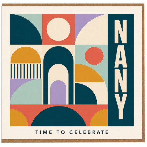 Nanny Birthday Card, Time to Celebrate Retro Geometric Greeting Card