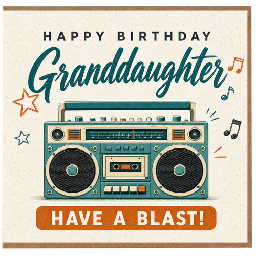 Granddaughter Birthday Card, Retro Boombox Have a Blast Design