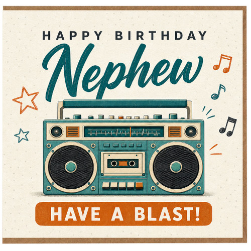 Nephew Birthday Card, Happy Birthday Have a Blast Retro Boombox Card