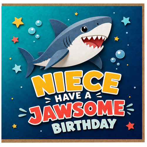 Niece Birthday Card, Have a Jawsome Birthday Shark Card