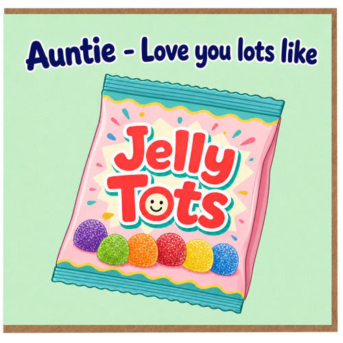 Auntie Love You Lots Card, Jelly Tots Sweet Design