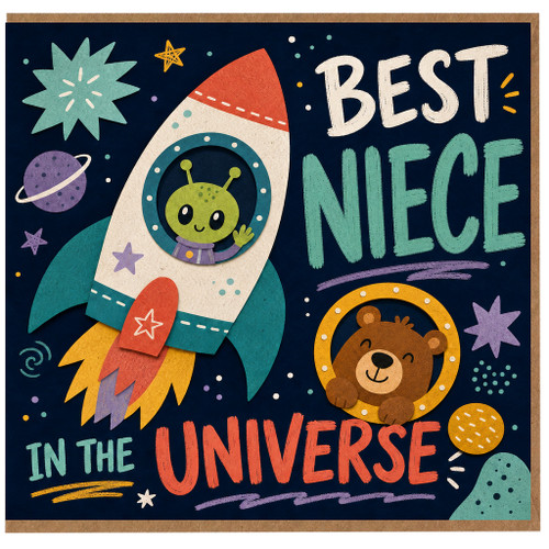 Niece Card, Best Niece in the Universe Space Themed Greeting Card