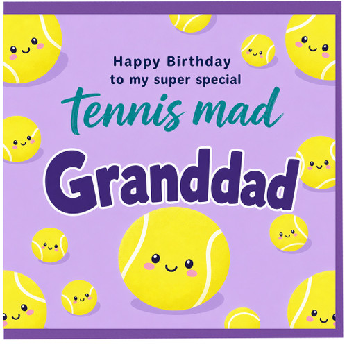 Granddad Birthday Card, Happy Birthday to My Super Special Tennis Mad Grandad