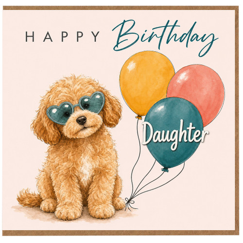 Daughter Birthday Card, Happy Birthday Card with Cute Daughter and Balloons