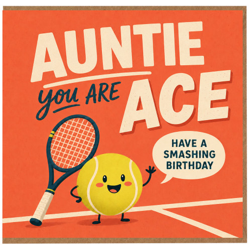 Auntie Birthday Card, You Are Ace Have A Smashing Birthday Tennis Card