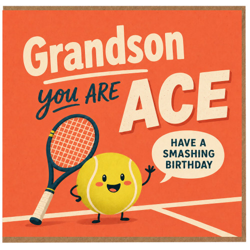 Grandson Birthday Card, You Are Ace Smashing Birthday Tennis Card