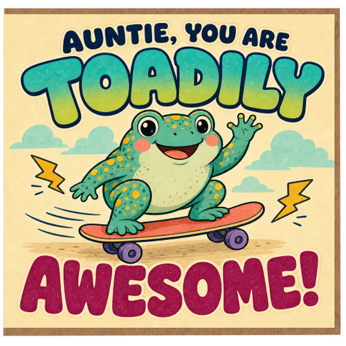 Auntie Card, You Are Totally Awesome Skateboarding Frog Greeting Card