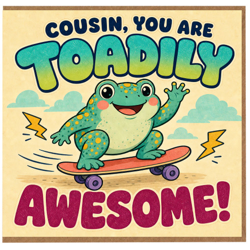 Cousin Birthday Card, You Are Toadly Awesome Funny Cousin Card