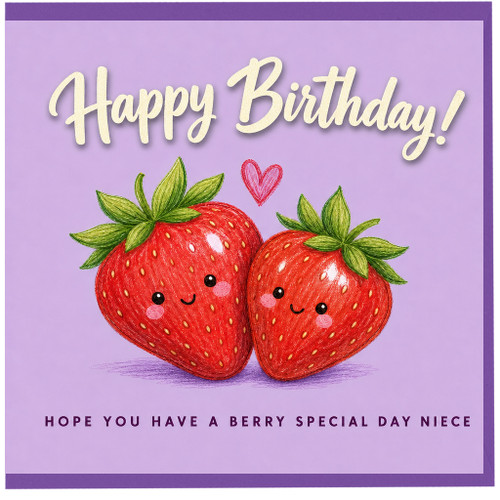 Niece Birthday Card, Cute Strawberry Happy Birthday Card