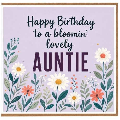 Auntie Birthday Card, Happy Birthday to a Bloomin' Lovely Auntie Floral Card