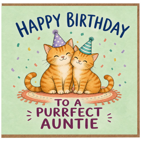 Auntie Birthday Card, Purrfect Birthday Cat Card for Auntie