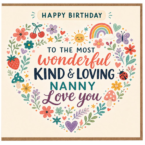 Nanny Birthday Card, Wonderful Kind & Loving Nanny Happy Birthday Card