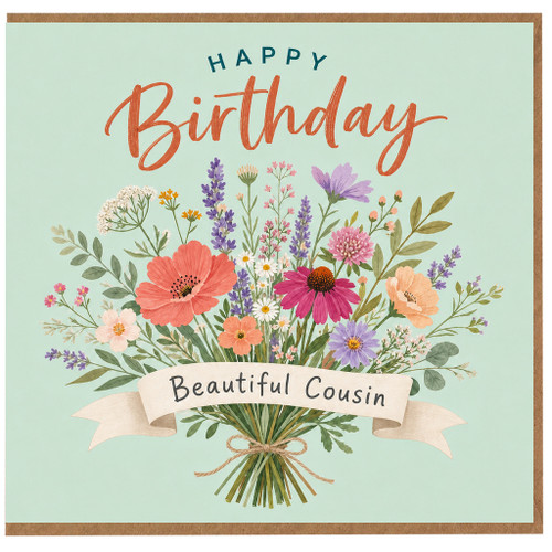 Cousin Birthday Card, Happy Birthday Beautiful Cousin Floral Card