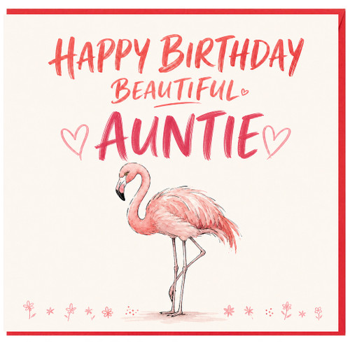 Auntie Birthday Card, Beautiful Flamingo Birthday Card