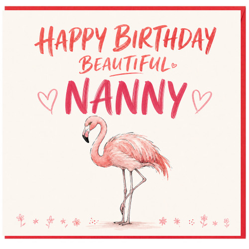 Nanny Birthday Card, Happy Birthday Beautiful Flamingo Card