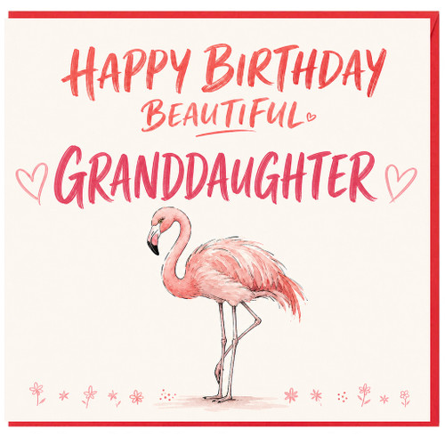 Granddaughter Birthday Card, Happy Birthday Beautiful Flamingo Card