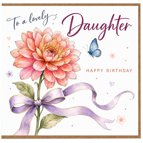 Daughter Birthday Card, Floral Butterfly Happy Birthday Card