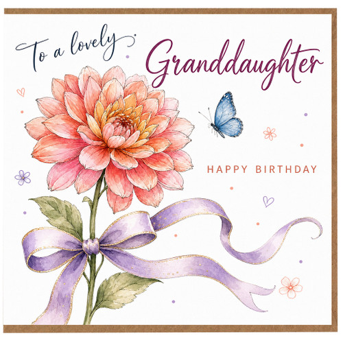 Granddaughter Birthday Card, To a Lovely Granddaughter Happy Birthday Floral Butterfly Card