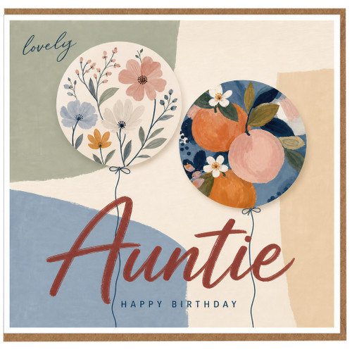 Auntie Happy Birthday Card, Floral Balloon Birthday Card for Auntie