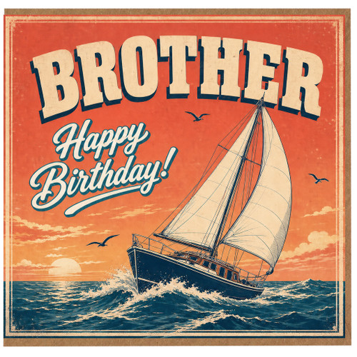 Brother Happy Birthday Card, Sailing Boat Birthday Card