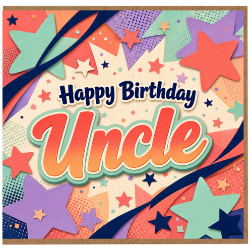 Uncle Birthday Card, Happy Birthday Star Design
