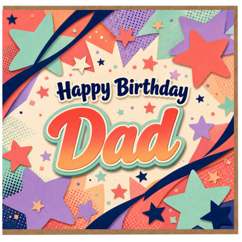 Dad Birthday Card, Happy Birthday Dad Star Design