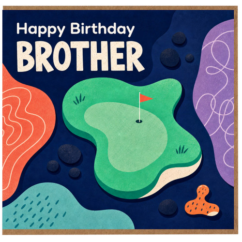 Brother Birthday Card, Golf Themed Happy Birthday Card for Brother