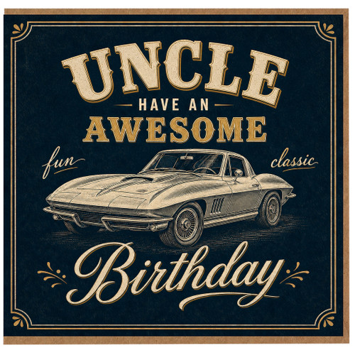 Uncle Birthday Card, Have an Awesome Birthday Card, Classic Car Birthday Card