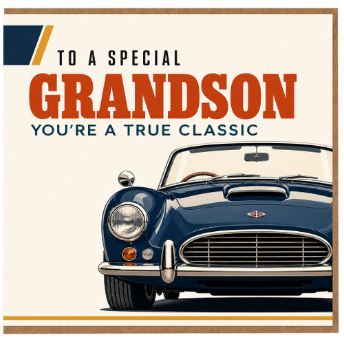 Grandson Birthday Card, To a Special Grandson You're a True Classic Vintage Car Card