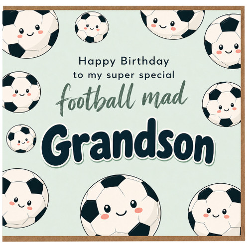 Grandson Birthday Card, Football Mad Happy Birthday Card