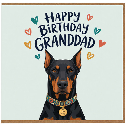 Granddad Birthday Card, Happy Birthday Granddad Doberman Granddad Card