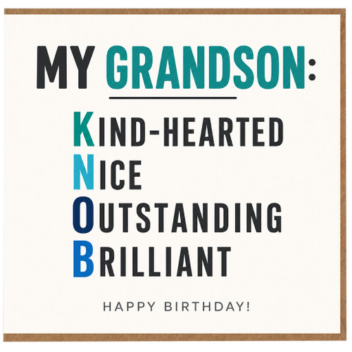 Grandson Birthday Card, Kind - Hearted Nice Outstanding Brilliant Happy Birthday Card