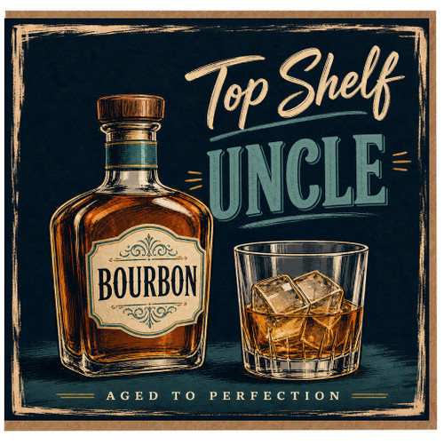 Uncle Birthday Card, Top Shelf Uncle Aged to Perfection Whiskey Card