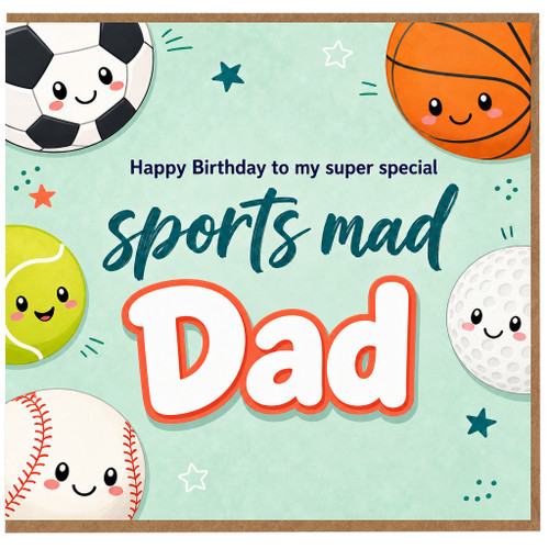 Dad Birthday Card, Sports Mad Dad Birthday Card