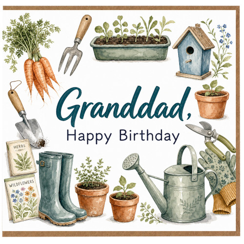 Granddad Birthday Card, Happy Birthday Gardening Card