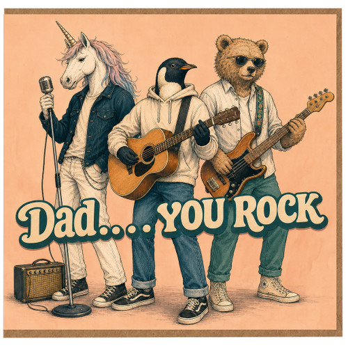 Dad You Rock Card, Funny Father's Day Card for Dad