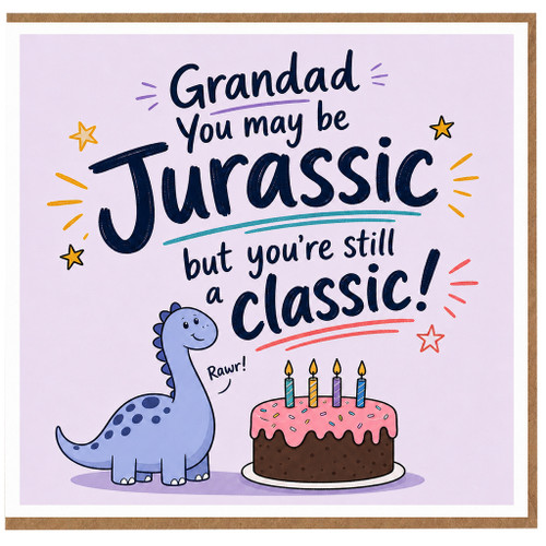 Grandad Card, Jurassic Dinosaur Birthday Card, Funny Grandad Card