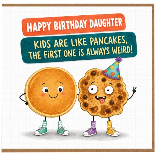 Daughter Birthday Card, Funny Pancake Birthday Card for Daughter