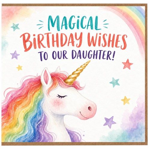Daughter Birthday Card, Magical Birthday Wishes Unicorn Rainbow Card