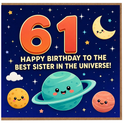 61st Birthday Sister Birthday Card, Happy Birthday to the Best Sister in the Universe