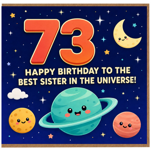 73rd Birthday Card for Sister, Happy Birthday to the Best Sister in the Universe