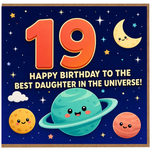 19th Birthday Card for Daughter, Happy Birthday to the Best Daughter in the Universe Space Design