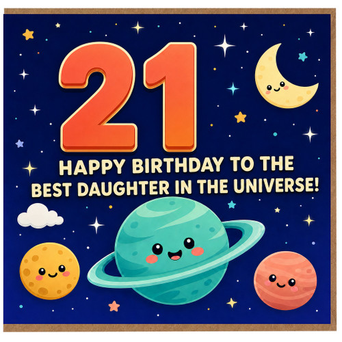 21st Birthday Card for Daughter, Happy Birthday to the Best Daughter in the Universe