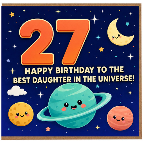27th Birthday Card for Daughter, Happy Birthday to the Best Daughter in the Universe Card