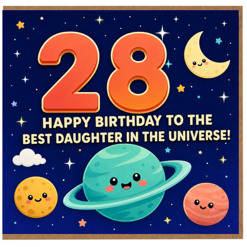 28th Birthday Card for Daughter, Happy Birthday to the Best Daughter in the Universe