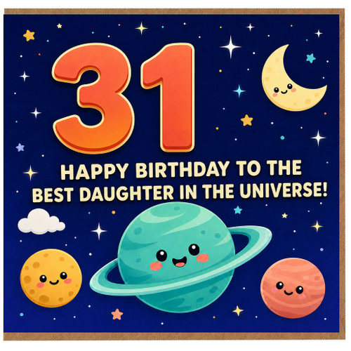 31st Birthday Card for Daughter, Happy Birthday to the Best Daughter in the Universe Space Theme Card