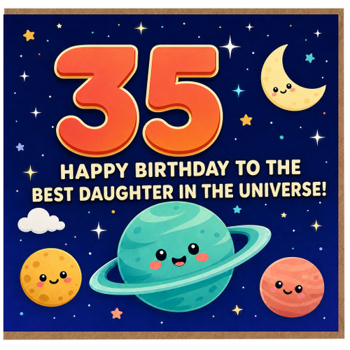 35th Birthday Card for Daughter, Happy Birthday to the Best Daughter in the Universe Space Card