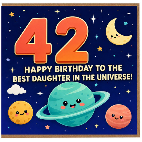 42nd Birthday Card for Daughter, Happy Birthday to the Best Daughter in the Universe