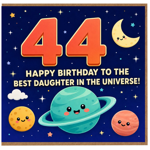 44th Birthday Card for Daughter, Happy Birthday to the Best Daughter in the Universe